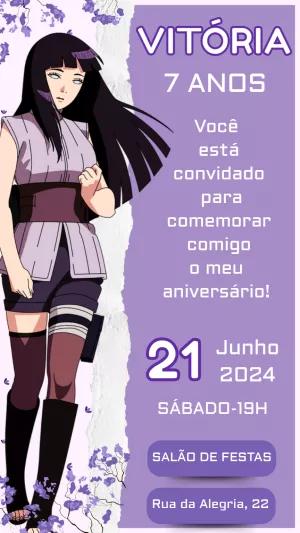 Convite de Aniversário Hinata Naruto para Editar Online