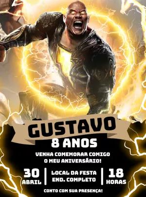 Convite de Aniversário Adão Negro para Editar Online