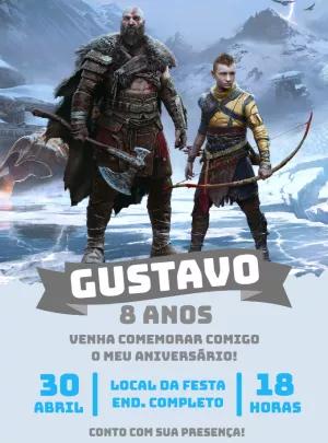 Convite de Aniversário God of War Ragnarok para Editar