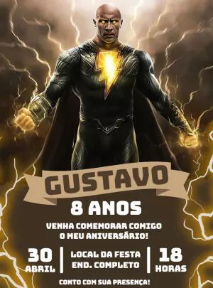 Convite de Aniversário Adão Negro para Editar Online