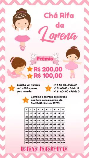 Chá Rifa Bailarina: Convite Editável para Enviar Online