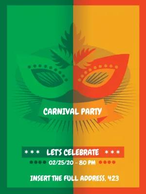 Editable Carnival Party Invitation with Festive Mask Design