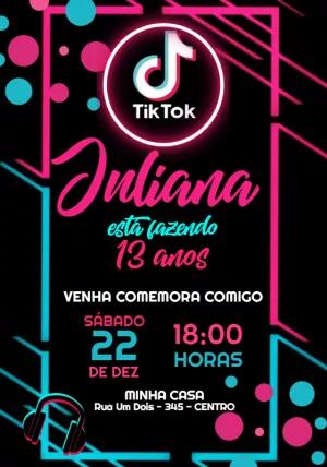 Convite de Aniversário TikTok Moderno para Editar Online