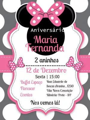 Convite de Aniversário Minnie Rosa Editável Online