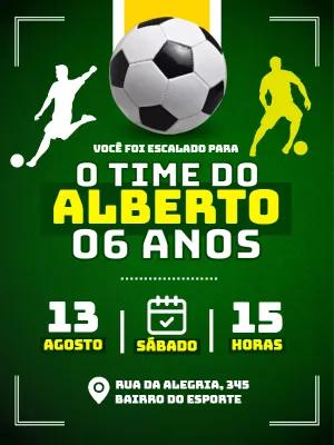 Convite de Aniversário Futebol com Bola para Editar Online