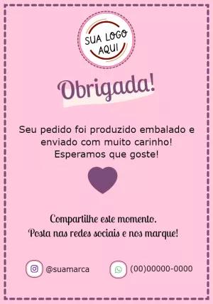Cartão de Agradecimento pela Compra Rosa para Editar Online
