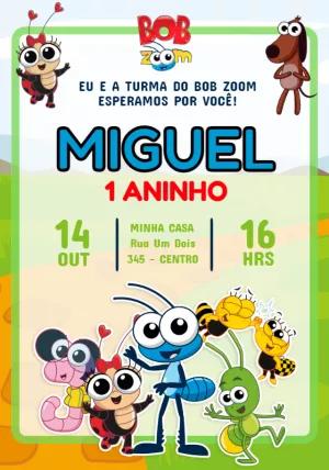 Convite de Aniversário Bob Zoom para Editar Online
