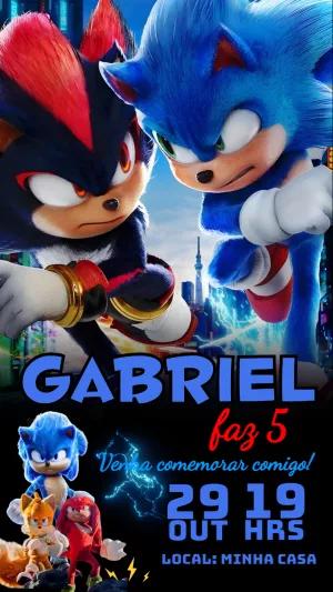 Convite Aniversário Sonic e Shadow para Editar Online