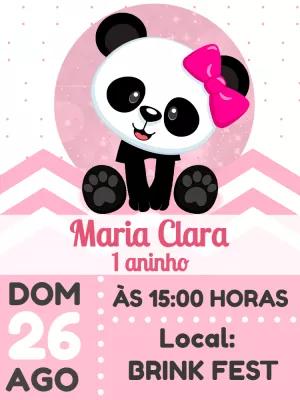 Convite de Aniversário Panda Rosa Menina para Editar Online