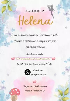 Convite Chá de Bebê Jardim Encantado com Fada para Editar