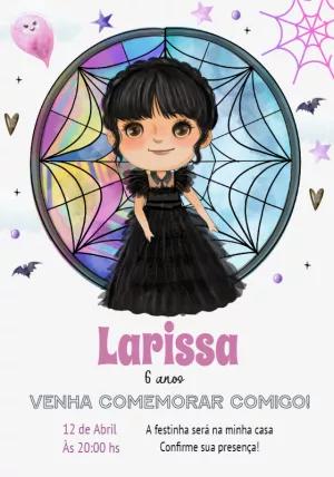 Convite Aniversário Wandinha Addams Fofa para Editar Online