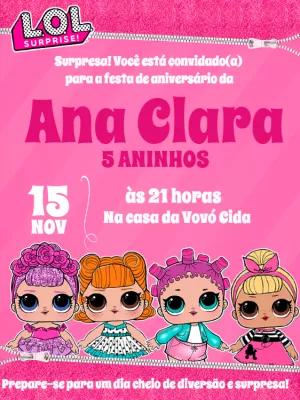 Convite de Aniversário LOL Surprise para Editar Online