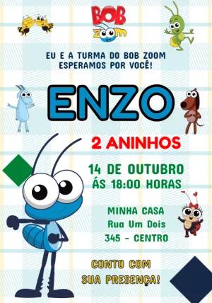 Convite Aniversário Bob Zoom Editável Online para Imprimir