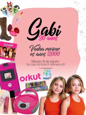 Convite de Aniversário Anos 2000 para Editar Online