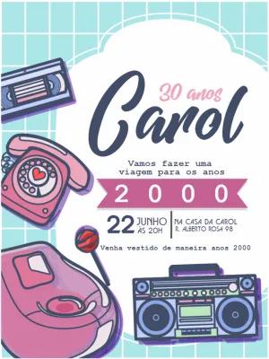 Convite de Aniversário Anos 2000 Vintage para Editar Online