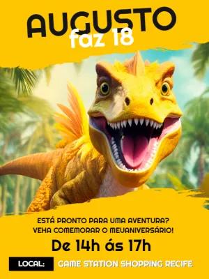 Convite de Aniversário Dinossauro para Editar Online