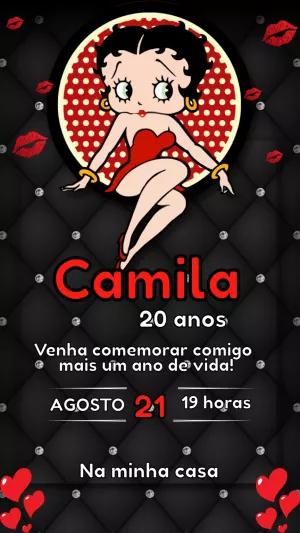 Convite de Aniversário Betty Boop para Editar Online