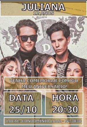 Convite Aniversário Rebeldes RBD para Editar Online