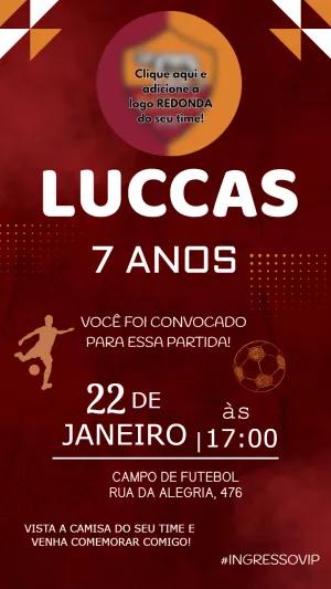 Convite Aniversário Futebol com Logo do Time para Editar Online