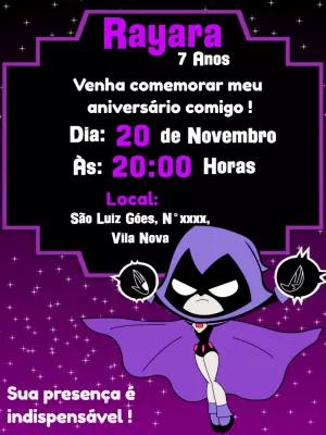 Convite de Aniversário Ravena Jovens Titãs para Editar Online