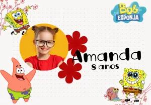 Convite de Aniversário Bob Esponja com Foto para Editar Online