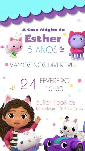 Convite Aniversário A Casa Mágica da Gabby para Editar Online