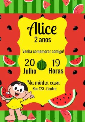 Convite Aniversário Magali Melancia para Editar Online