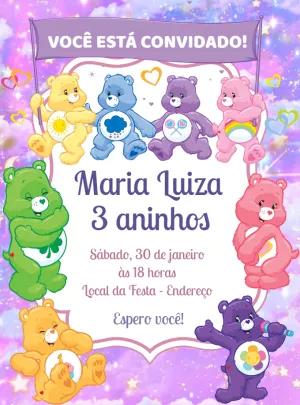 Convite Aniversário Ursinhos Carinhosos para Editar Online