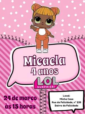 Convite Aniversário LOL Surprise Gatinha para Editar Online