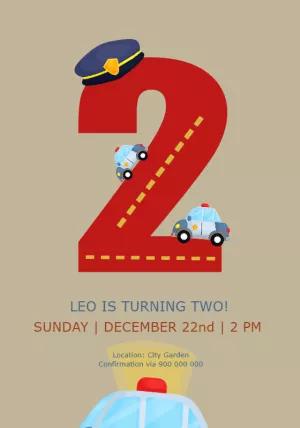 Police Car Birthday Invitation to Edit Online