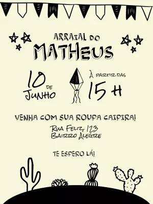 Convite Festa Junina Aniversário Rústico para Editar Online