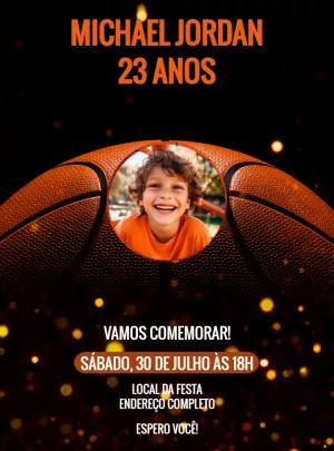 Convite de Aniversário Basquete com Foto para Editar Online