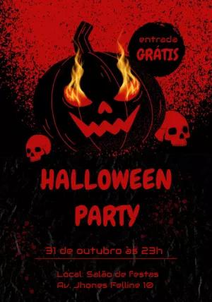 Convite Festa Halloween Assustador com Abóbora para Editar Online