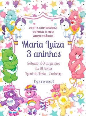 Convite de Aniversário Ursinhos Carinhosos para Editar Online