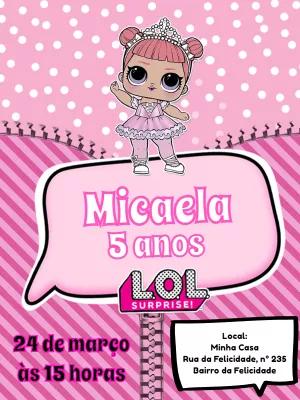 Convite Aniversário LOL Surprise com Boneca para Editar Online