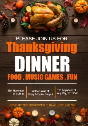 Thanksgiving Dinner Invitation with Photo to Edit Online