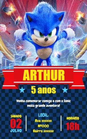 Convite de Aniversário Sonic do Filme para Editar Online