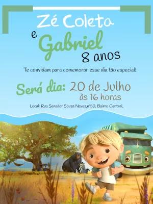 Convite Aniversário Desenho Caminhão e Amigos para Editar