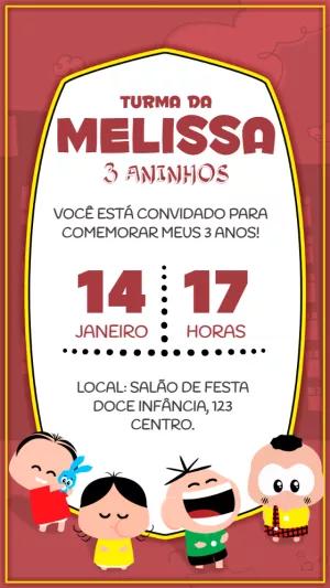 Convite de Aniversário Turma da Mônica Toy para Editar Online