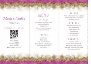 Menu de Casamento Tri-fold Glitter para Editar Online