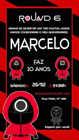 Convite de Aniversário Round 6 para Editar Online