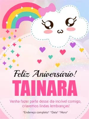 Convite Aniversário Chuva de Amor com Nuvem para Editar Online