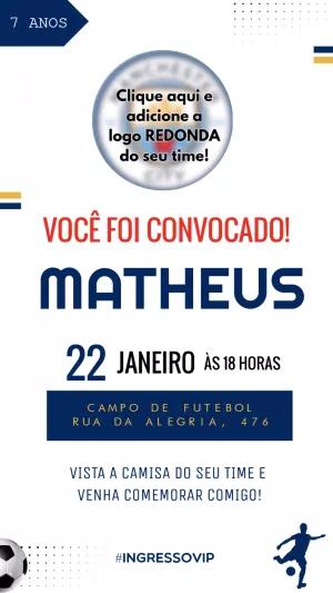 Convite de Aniversário Futebol com Logo do Time para Editar
