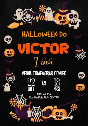 Convite de Aniversário Halloween Assustador para Editar Online