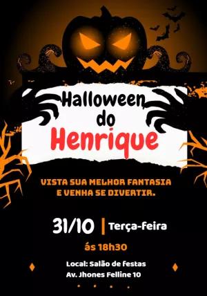 Convite de Halloween Assustador com Abóbora para Editar Online
