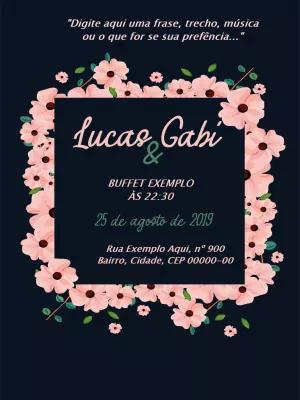 Convite de Casamento Floral com Flores Rosas para Editar