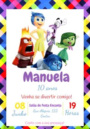 Convite Aniversário Divertidamente com Personagens para Editar
