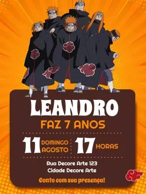 Convite de Aniversário Akatsuki Naruto para Editar Online