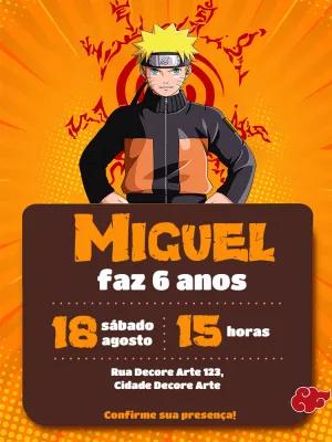 Convite de Aniversário Naruto para Editar Online