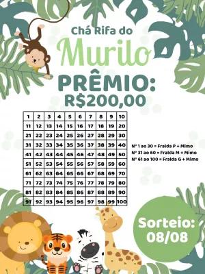 Chá Rifa Safári Menino com Animais para Editar Online
